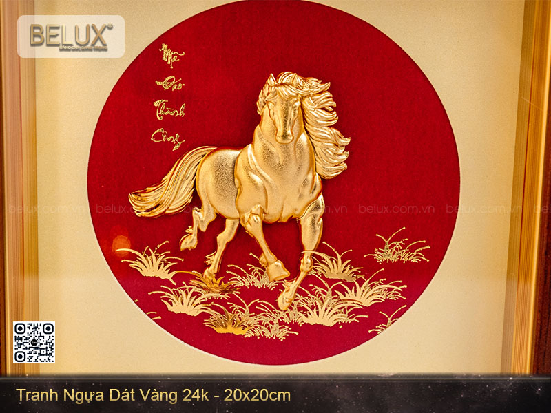 Tranh ngựa dát vàng 24k - 20x20cm&nbsp;